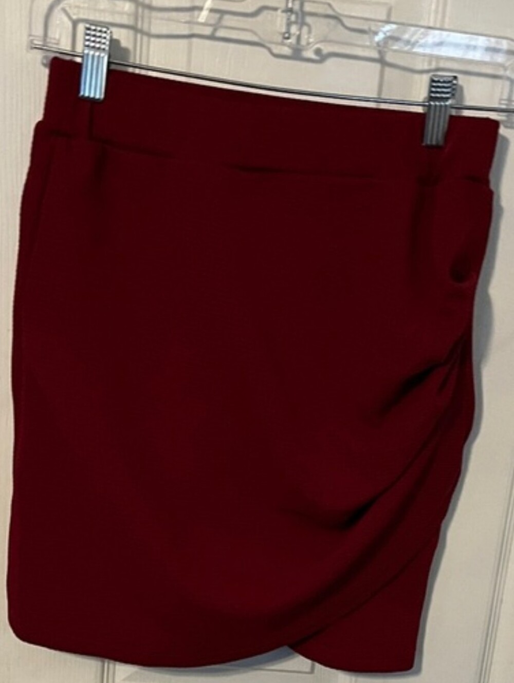 NWT SHEIN Women's Red Textured Ruched Side Skirt